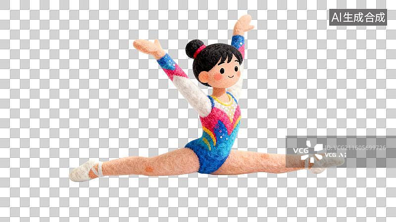 【AI数字艺术】玩偶体操女孩展示劈叉姿势图片素材