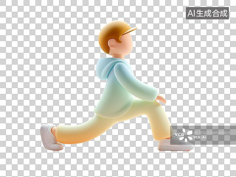【AI数字艺术】侧弓步3d人物图片素材