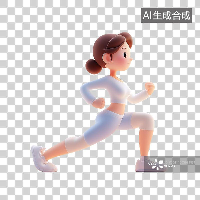 【AI数字艺术】侧弓步3d人物图片素材
