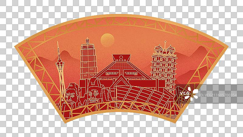 郑州中国风新年红色中秋扇形古典窗户城市建筑图片素材