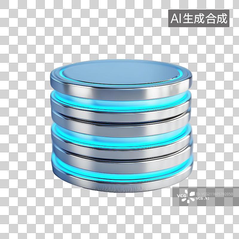 【AI数字艺术】银蓝能量币3D堆叠图片素材