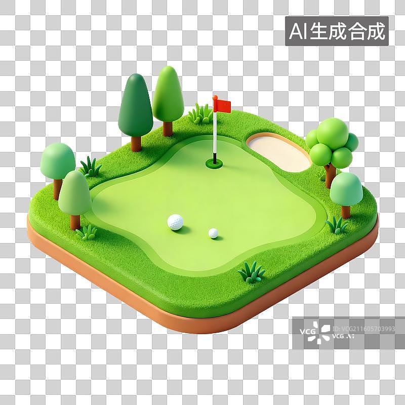 【AI数字艺术】高尔夫场地插画图片素材
