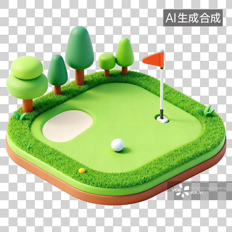 【AI数字艺术】高尔夫场地插画图片素材