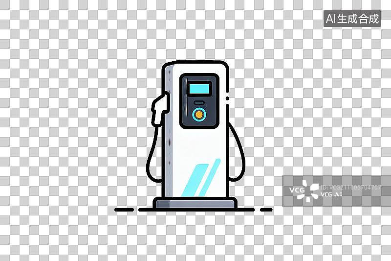【AI数字艺术】卡通风格，新能源汽车充电桩PNG格式的免扣元素图片素材