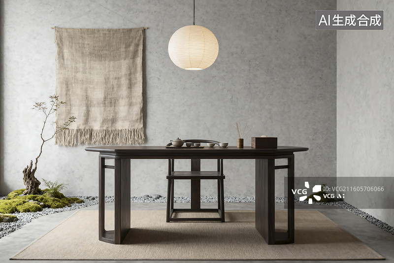 【AI数字艺术】简约风格宁静室内空间图片素材