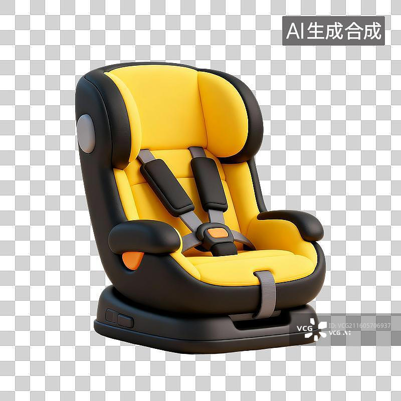 【AI数字艺术】3D渲染，宝宝安全座椅，安全座椅，宝宝安全座椅，婴儿用品，免抠元素图片素材