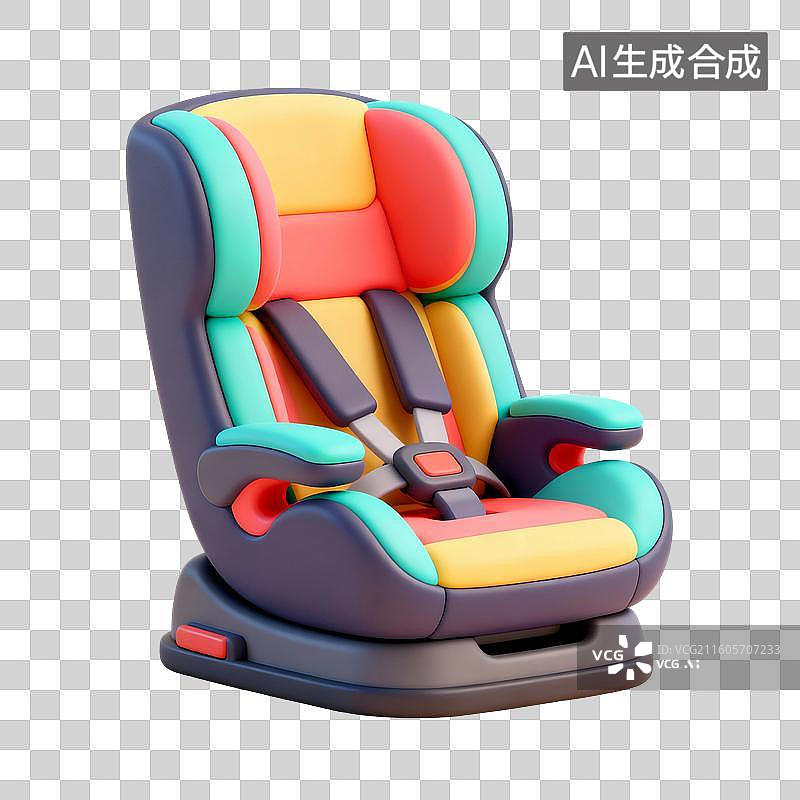 【AI数字艺术】3D渲染，宝宝安全座椅，安全座椅，宝宝安全座椅，婴儿用品，免抠元素图片素材