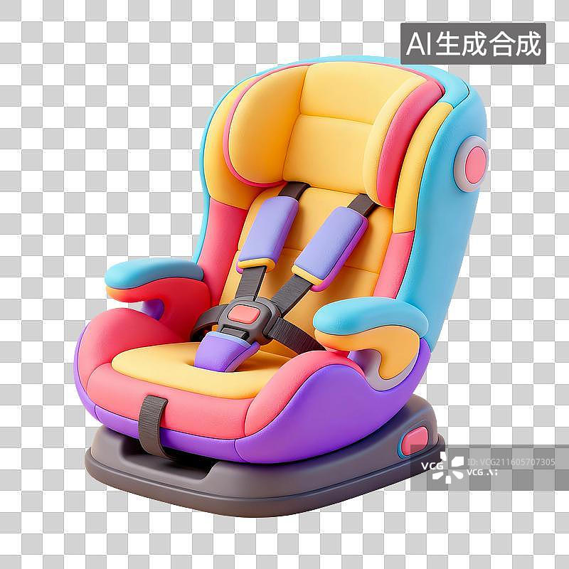 【AI数字艺术】3D渲染，宝宝安全座椅，安全座椅，宝宝安全座椅，婴儿用品，免抠元素图片素材