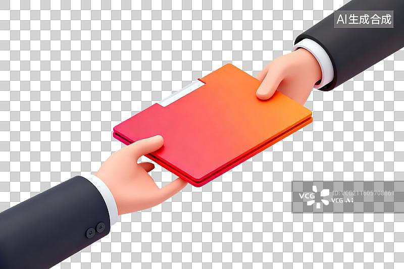 【AI数字艺术】两只手交接红色文件夹的3D图形图片素材