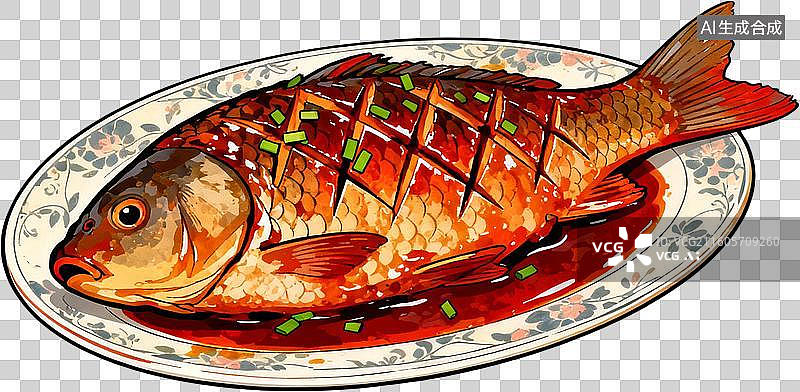 【AI数字艺术】2D插画春节中秋家庭聚餐团圆饭年夜饭餐桌菜肴美味插画元素免抠图形图片素材