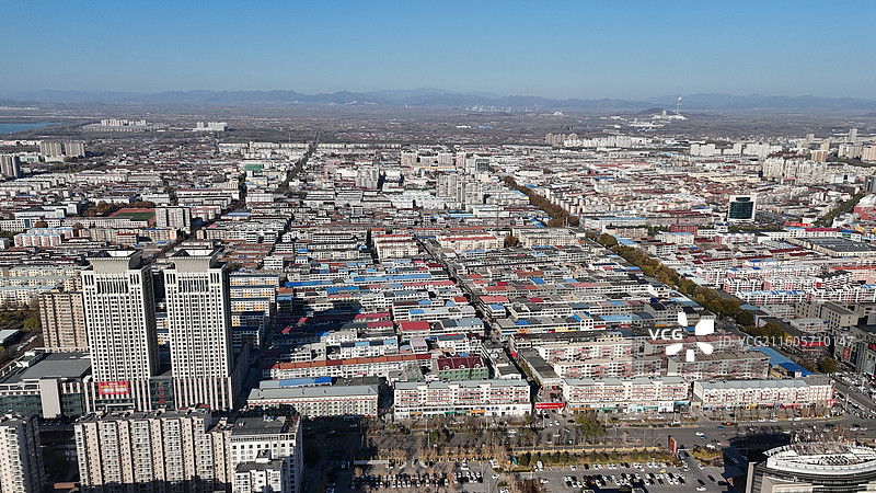 航拍迁安市千亿县城市风光图片素材