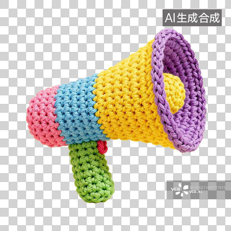 【AI数字艺术】电商购物 促销元素 彩色钩织喇叭玩具图片素材