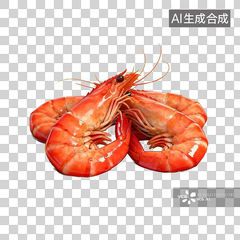 【AI数字艺术】美食 菜肴 煮熟的虾图片素材