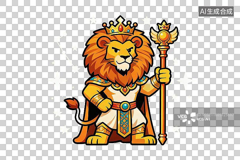 【AI数字艺术】卡通风格，十二星座，狮子座PNG格式的免扣元素图片素材