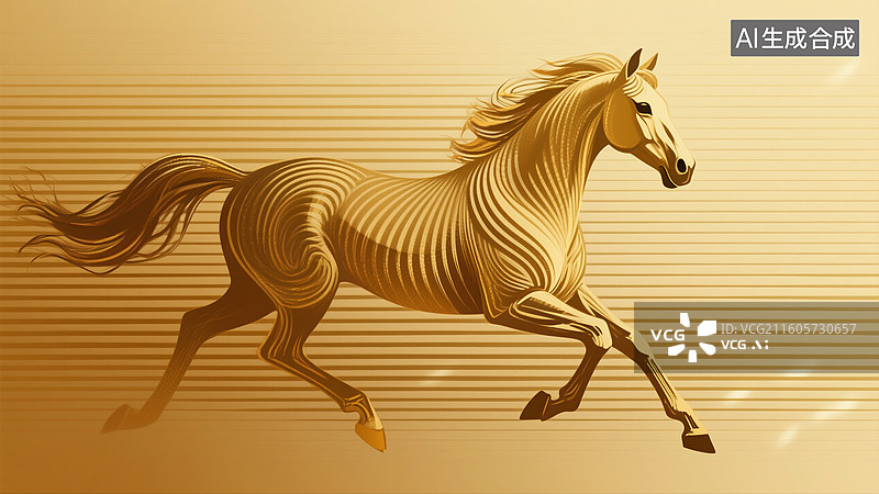 【AI数字艺术】金色奔马艺术背景马年创意背景图片素材