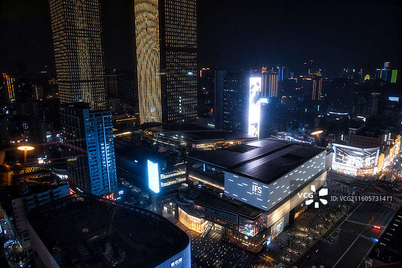 中国湖南省长沙市市中心五一广场高处视角图片素材