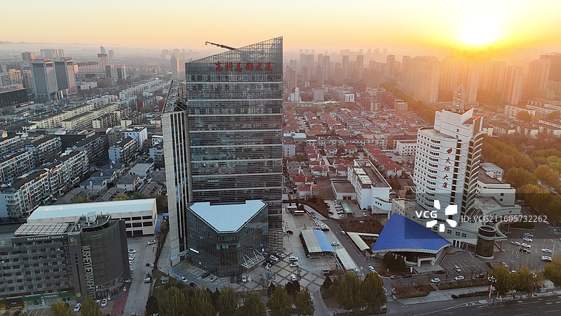 唐山高新技术产业开发区高新区火炬街日出城市航拍图片素材