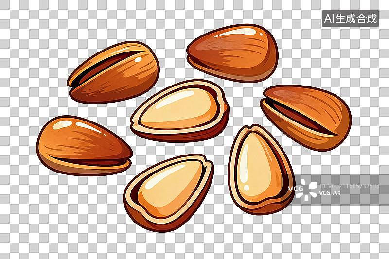 【AI数字艺术】卡通风格，开口松子PNG格式的免扣元素图片素材