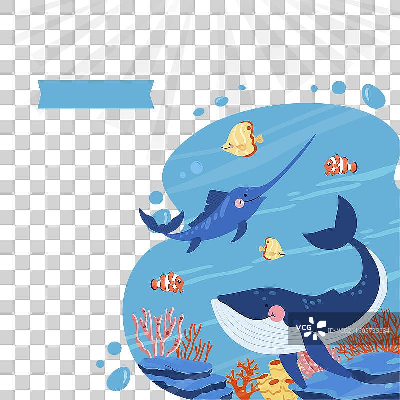 世界海洋日庆祝的扁平化插画图片素材