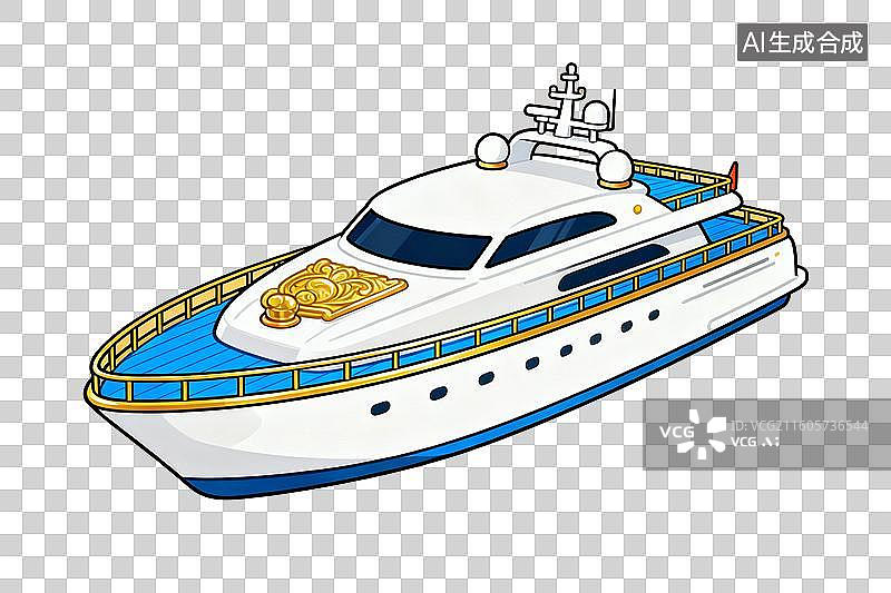 【AI数字艺术】卡通风格，一艘豪华游轮PNG格式的免扣元素图片素材