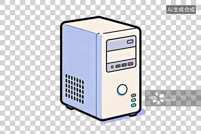 【AI数字艺术】卡通风格，电脑主机PNG格式的免扣元素图片素材