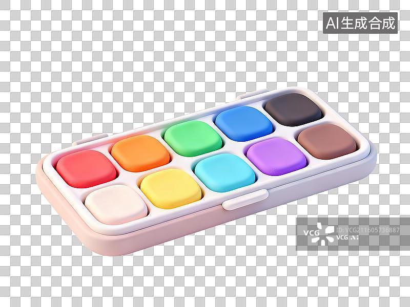【AI数字艺术】3D卡通粘土风学习物品元素颜料图片素材