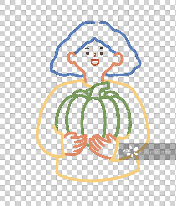 秋天和南瓜女孩插画图片素材
