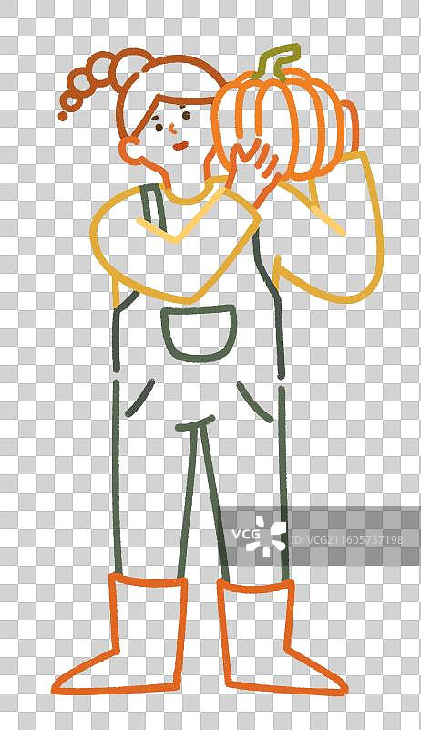 秋天和南瓜女孩插画图片素材