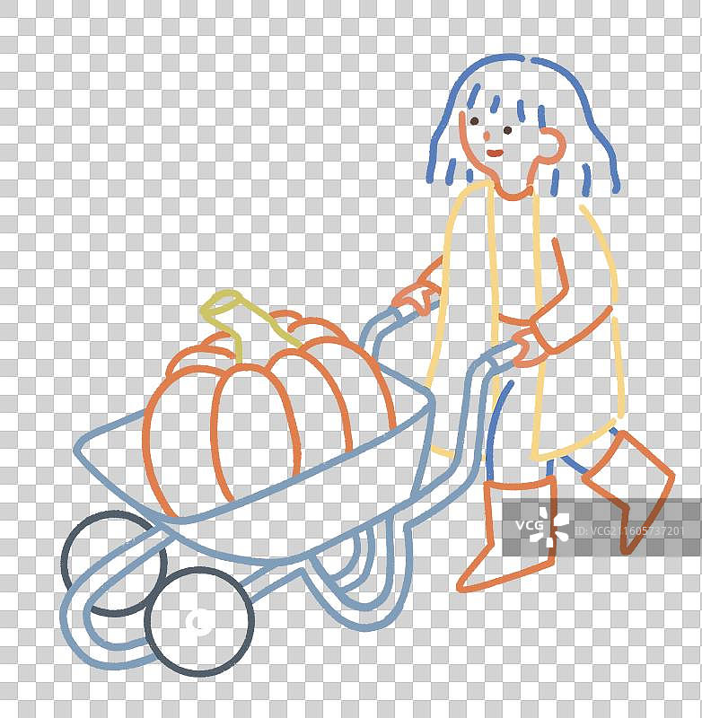 秋天和南瓜女孩插画图片素材