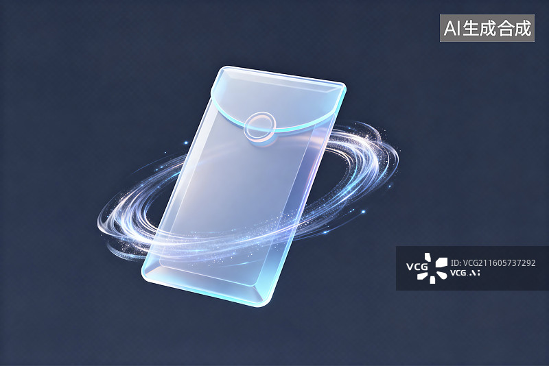 【AI数字艺术】透明现代手机带发光圆环图片素材