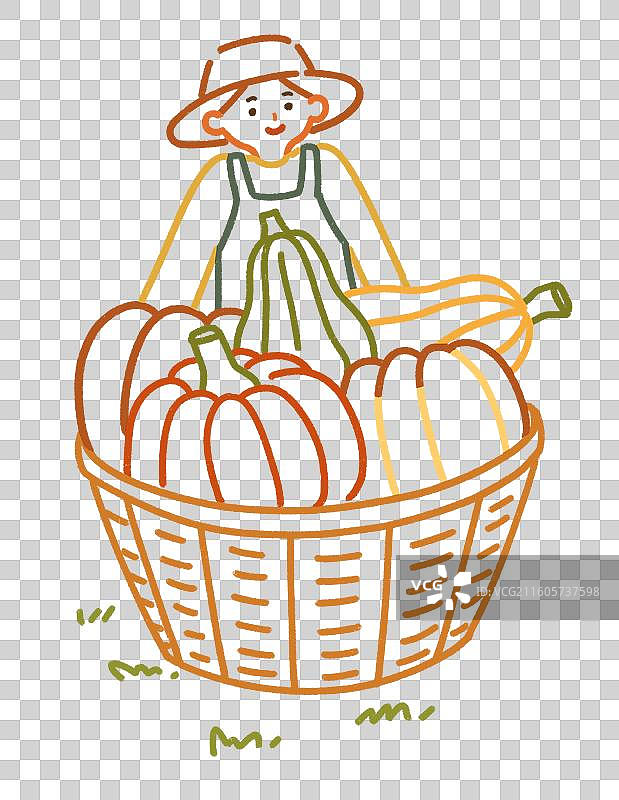 秋天和南瓜女孩插画图片素材