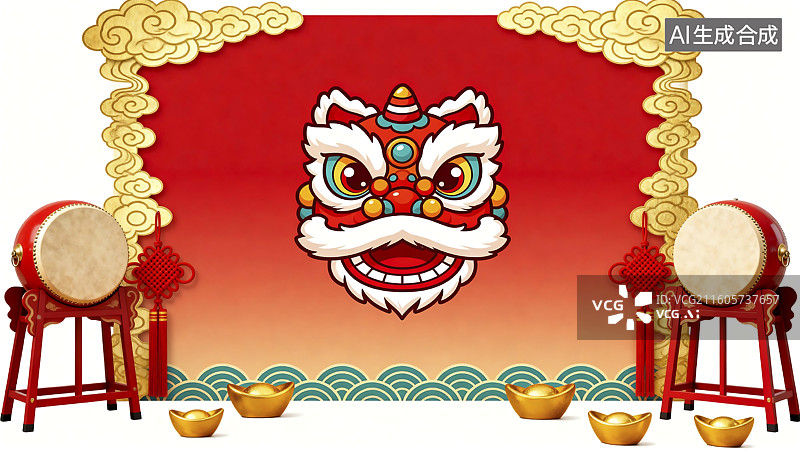 【AI数字艺术】中国新年喜庆背景图图片素材