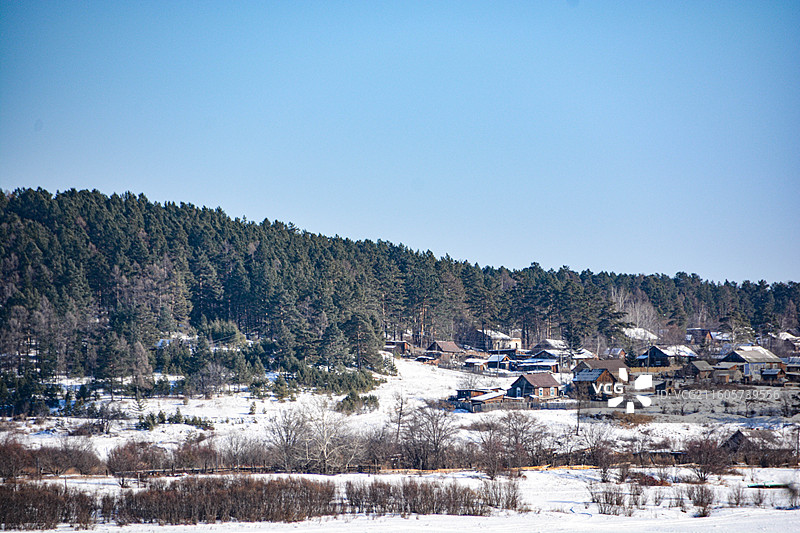 漠河北极村黑龙江边境俄罗斯乡村伊格纳希诺图片素材