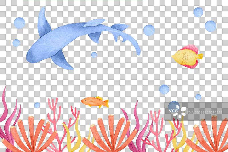 世界海洋日的水彩背景图片素材