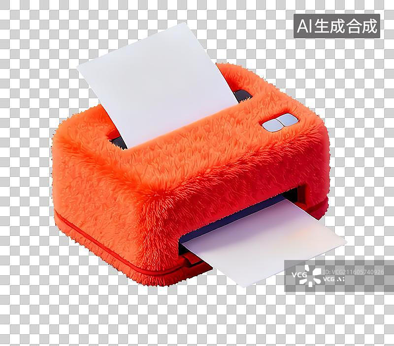 【AI数字艺术】免扣毛绒风格打印机元素图片素材