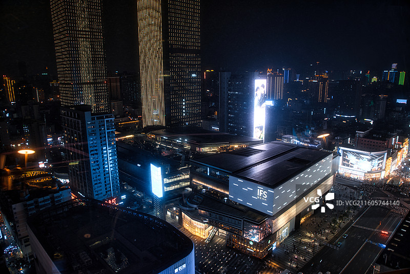 中国湖南省长沙市市中心五一广场高处视角图片素材