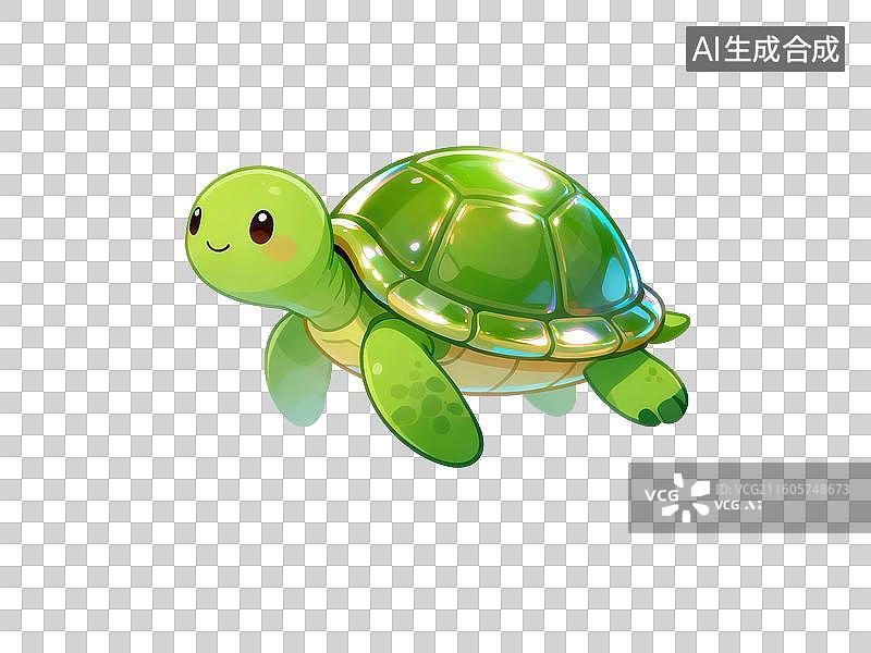【AI数字艺术】绿色卡通乌龟形象图片素材