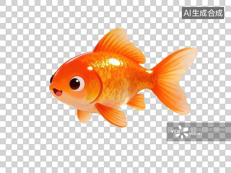 【AI数字艺术】橙色金鱼在白色背景中图片素材