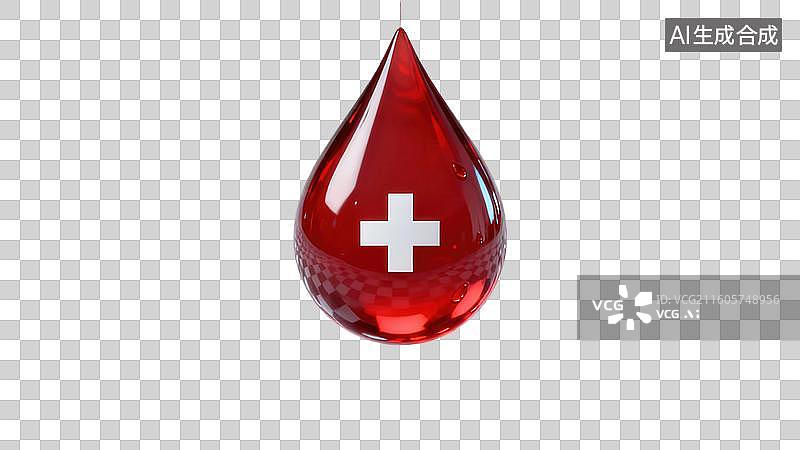 【AI数字艺术】红色水滴中的白色十字图片素材