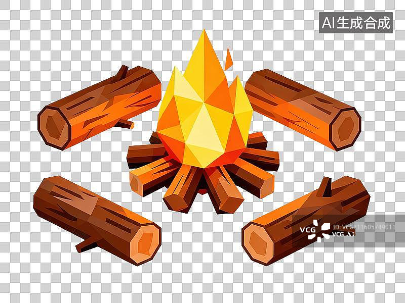 【AI数字艺术】篝火与木柴的燃烧场景图片素材
