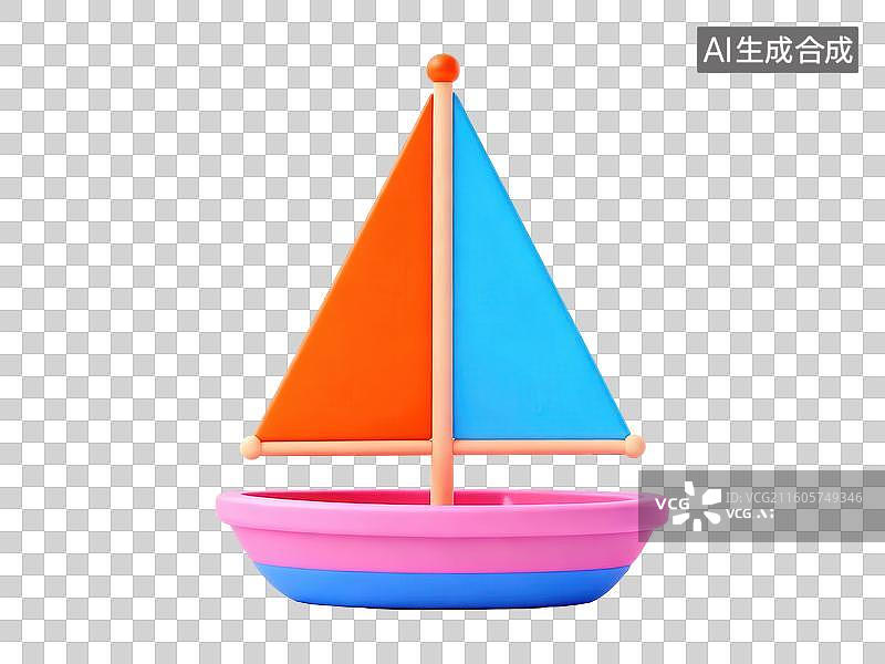 【AI数字艺术】彩色玩具帆船图片素材