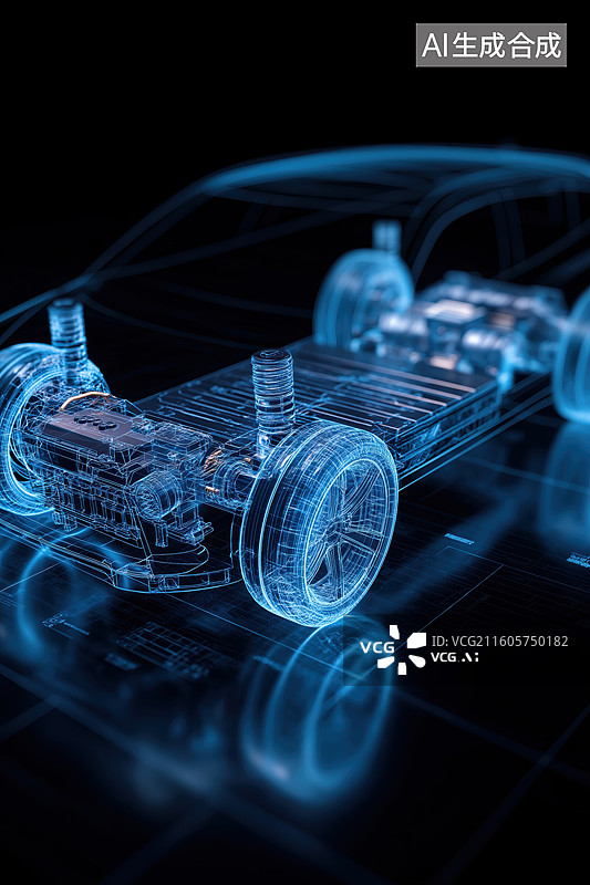 【AI数字艺术】透明汽车三维结构图图片素材