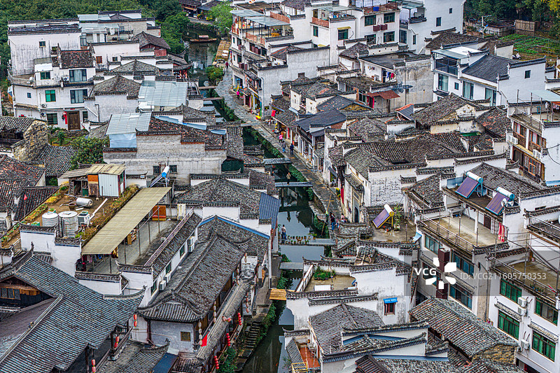 江西婺源著名徽派古村落李坑景区图片素材