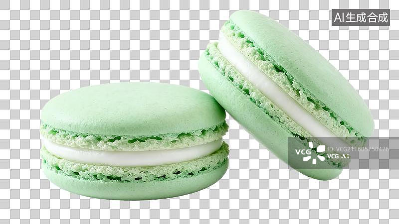 【AI数字艺术】两块绿色马卡龙甜点图片素材