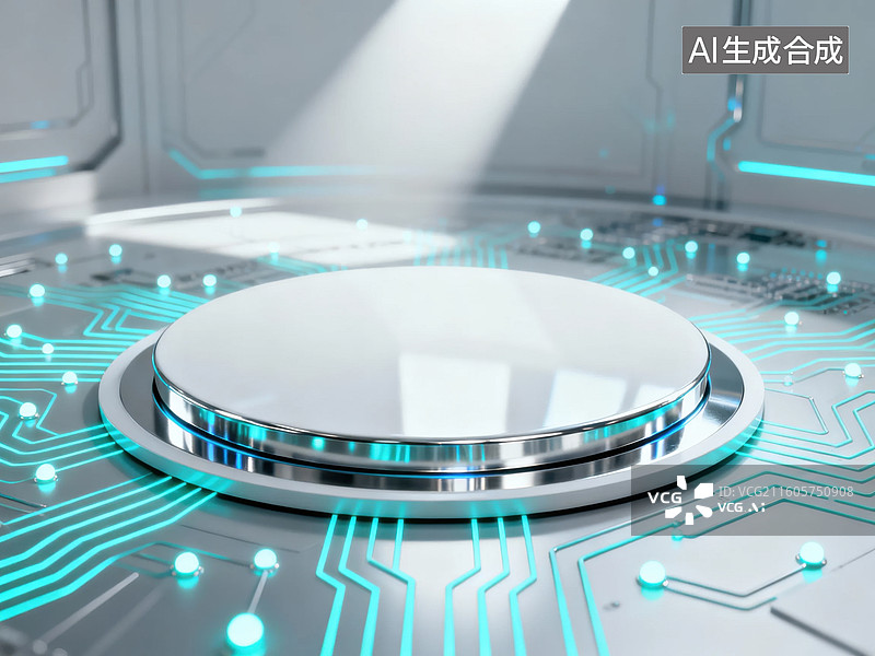 【AI数字艺术】未来科技平台与电路板图片素材
