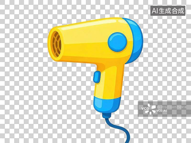 【AI数字艺术】黄色蓝色吹风机插图图片素材