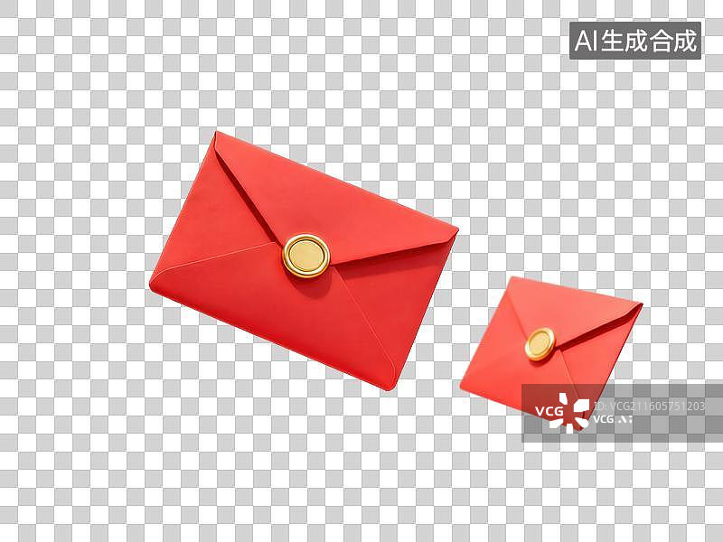【AI数字艺术】红色信封与金色封蜡图片素材