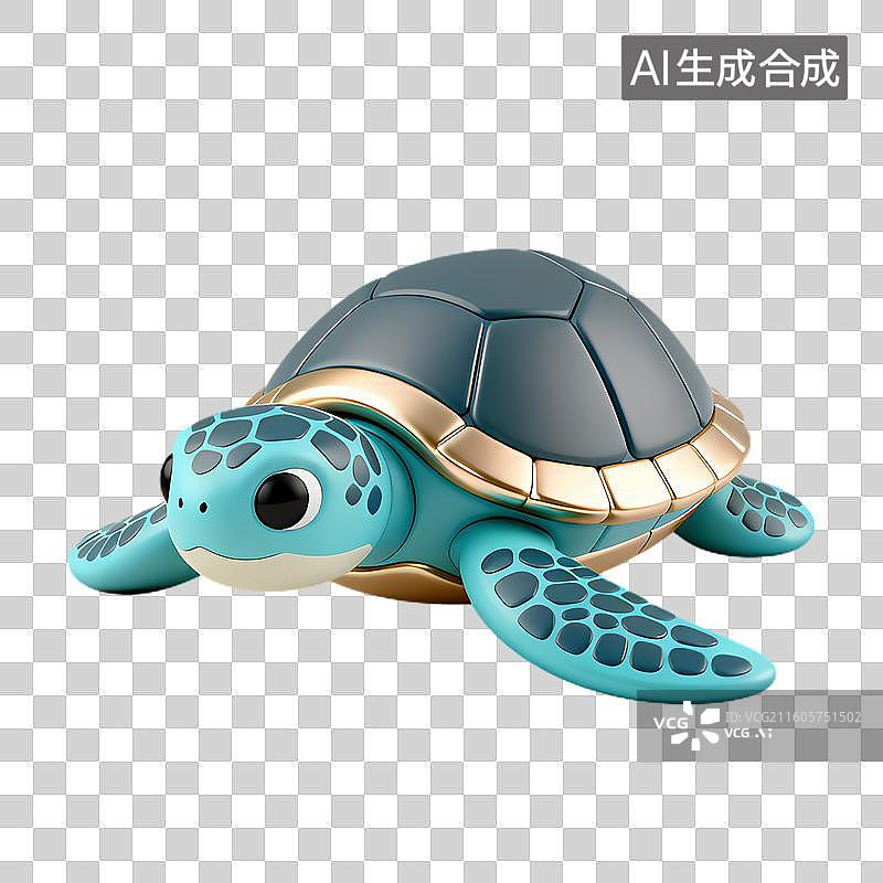 【AI数字艺术】可爱蓝色海龟形象图片素材