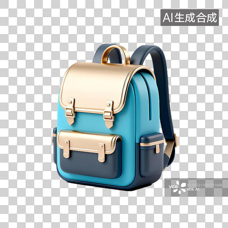 【AI数字艺术】时尚蓝金配色日常背包图片素材