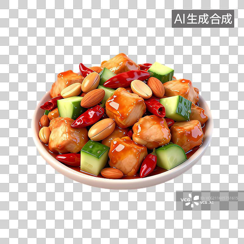 【AI数字艺术】美味宫保鸡丁配黄瓜花生图片素材